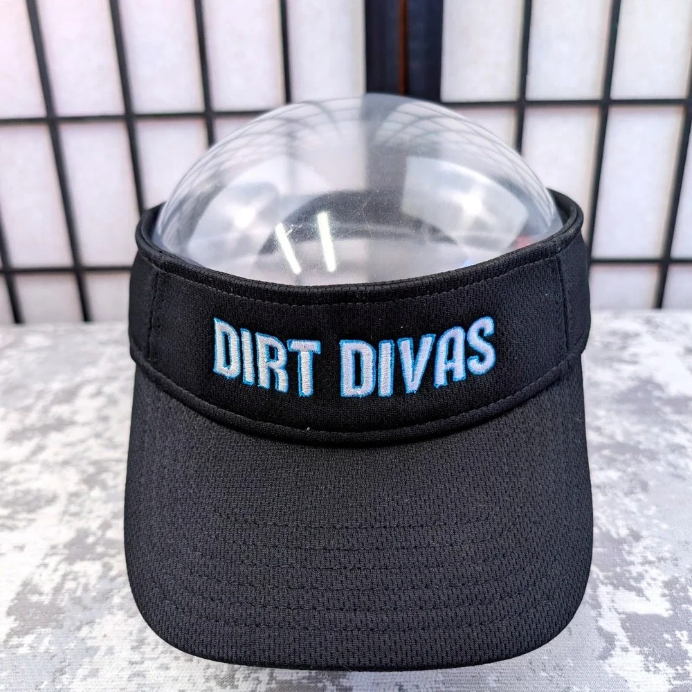 Dirt Divas Embroidered Black Mesh Athletic Visor Adjustable‎ Sun Hat Womens
